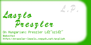 laszlo preszler business card